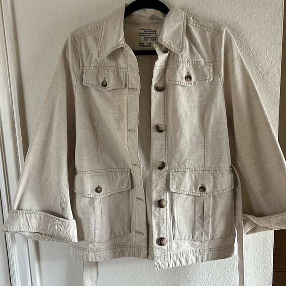 Baum Und Pferdgarten linen utility jacket with tie waist boxy work chore jacket - Picture 1 of 8